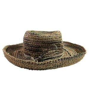 Tommy Bahama Straw‎ Fedora Sun Hat - Brown Green One Size